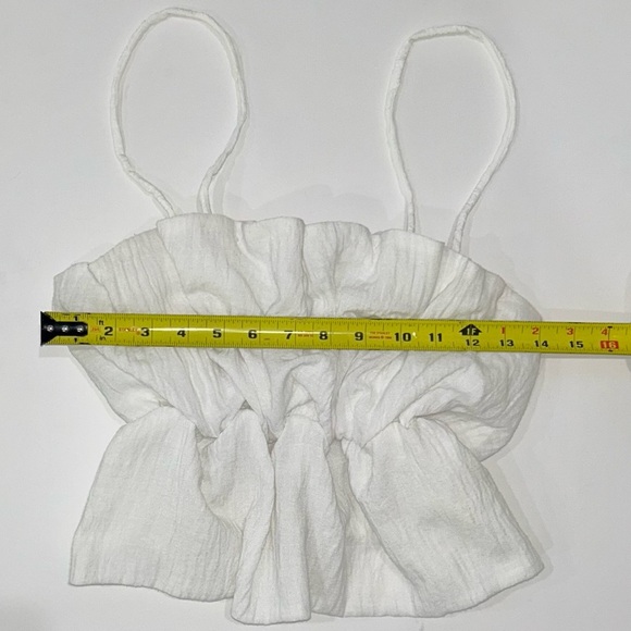 ZARA Ruched Smocked Crop top ruffled & gathered Tank Top Spaghetti Strap Cami M - Picture 5 of 9